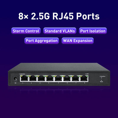 Multiple Networks 2.5 Gigabit Switch With 8 2.5G RJ45 Ports 4K MAC Address  Table